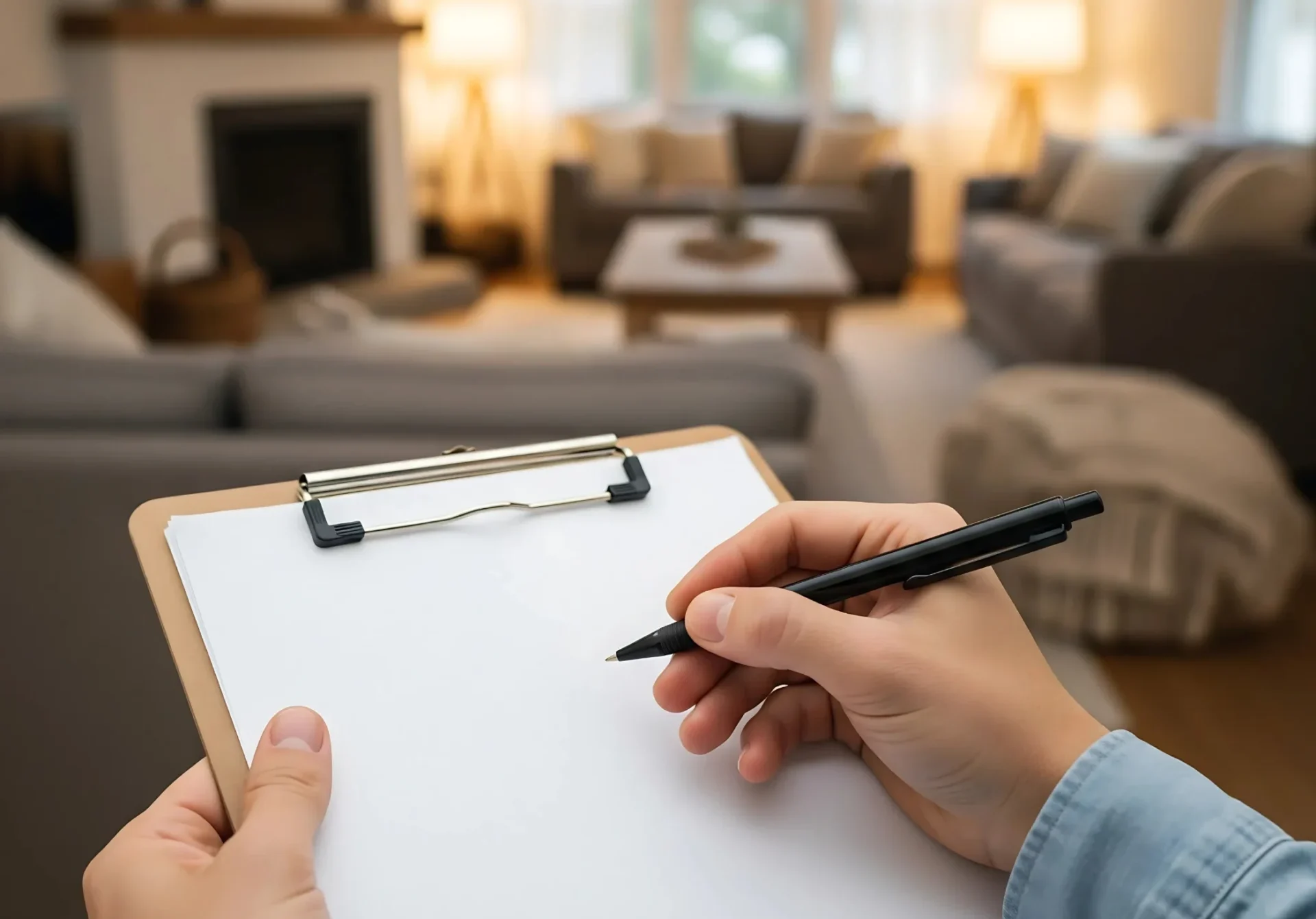 person making a home inspection checklist